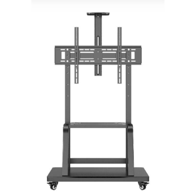FD5800 IFPD Trolley Stand with reinforced black frame, wide base, and adjustable mounting brackets for large interactive flat panel display