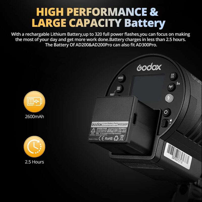 Godox AD300PRO 300W Lithium Battery Outdoor Flash Strobe - Image 3