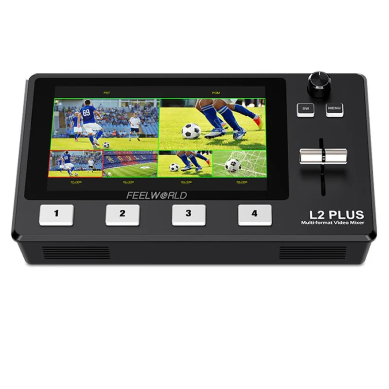 FEELWORLD L2 PLUS Multi Camera Video Mixer Switcher 5.5'' Touch PTZ Control Chroma Key live streaming
