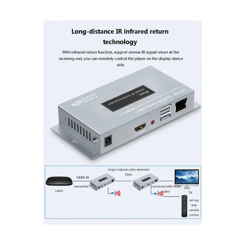 Dtech DT-7050(AM) HDMI IP KVM Extender 150 Meters - Image 3