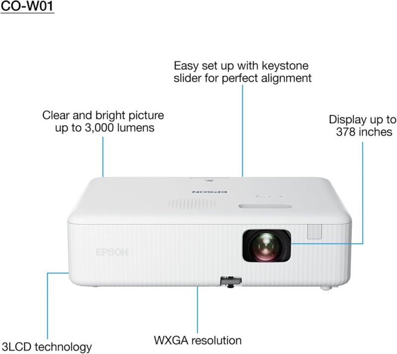 Epson CO-W01 WXGA Projector, 3LCD technology, 3,000 lumen brightness - Image 5