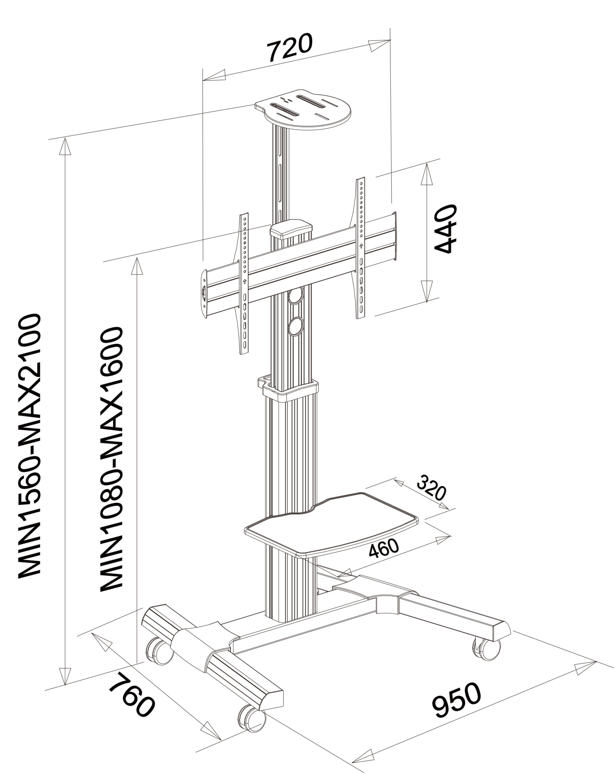 Alpha ATLFS-10W TV's Floor Stand/cart for 37-75'' TVs - Image 9