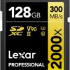 Lexar Professional 2000x 128GB SDXC UHS-II Card, Up To 300MB/s Read, for DSLR, Cinema-Quality Video Cameras