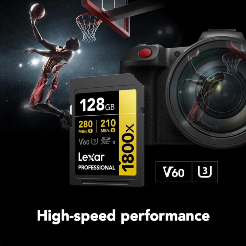 Lexar 128GB Professional 1800x UHS-II SDXC Memory Card-Gold Series, 280mb/s - Image 3