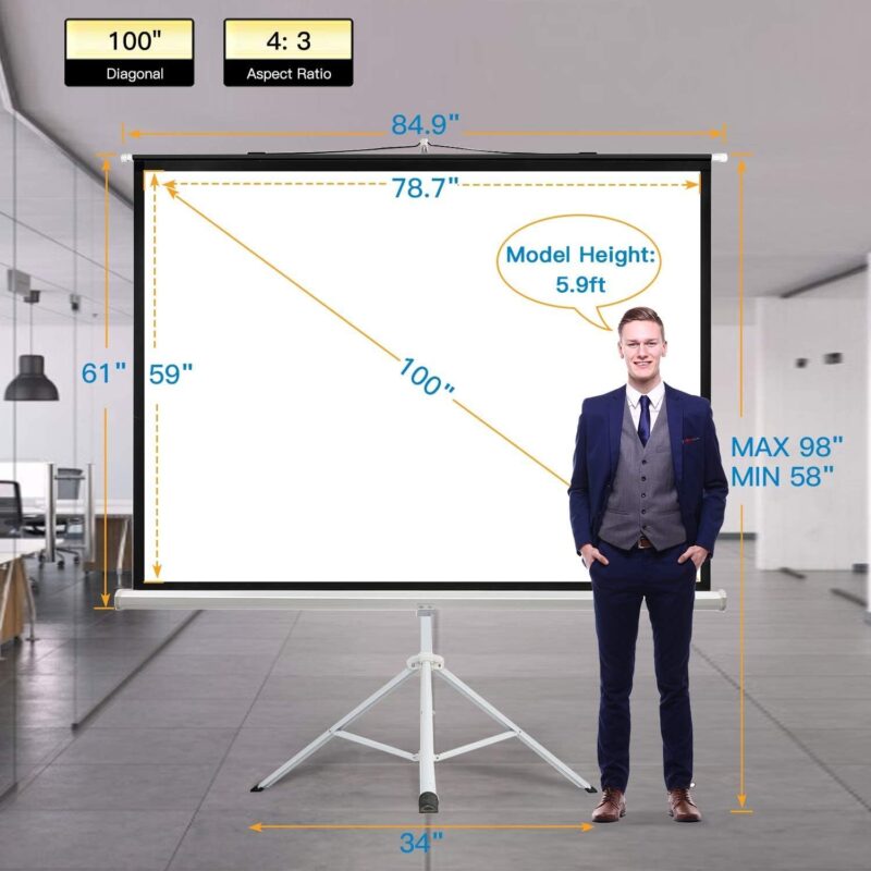 Alpha Tripod Projection Screen with stand 100'' (200x152cm) - Image 2