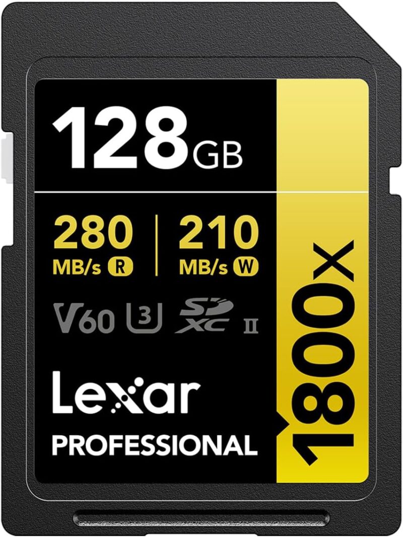 Lexar 128GB Professional 1800x UHS-II SDXC Memory Card-Gold Series, 280mb/s