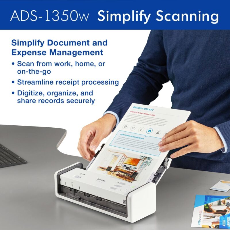 Brother ADS-1350W Wireless Compact Desktop Scanner - Image 4