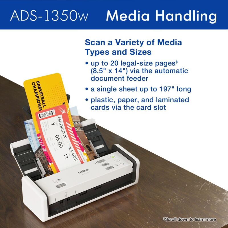 Brother ADS-1350W Wireless Compact Desktop Scanner - Image 5