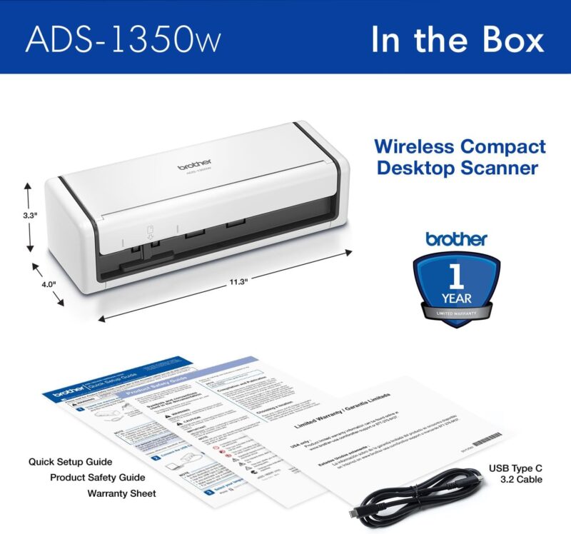 Brother ADS-1350W Wireless Compact Desktop Scanner - Image 8