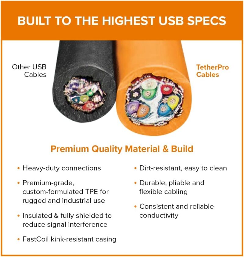 Tether Tools TetherPro USB-C to USB-C Right Angle Cable, Orange,15 feet (4.6 m) - Image 3