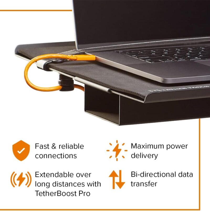 Tether Tools TetherPro USB-C to USB-C Right Angle Cable, Orange,15 feet (4.6 m) - Image 5