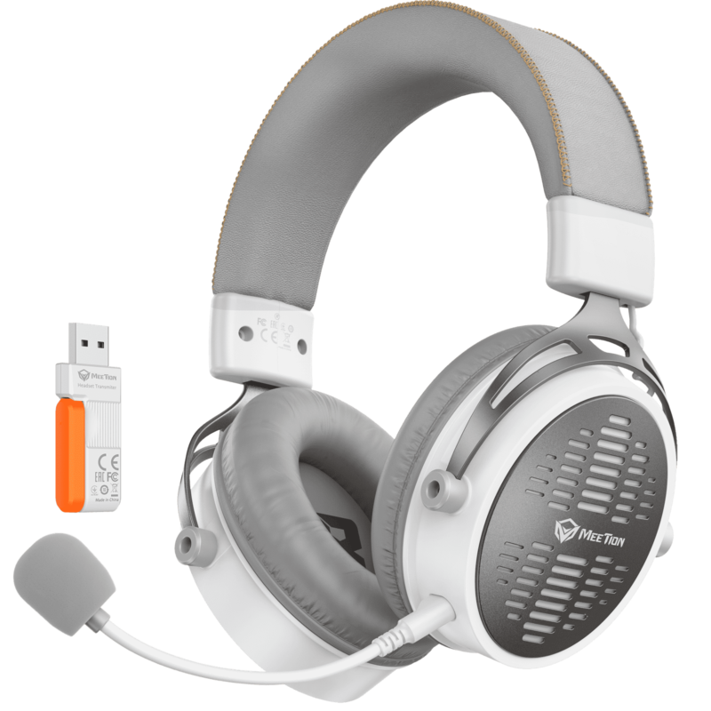 MEETION Tri-Mode Wireless Surround Sound Gaming Headset (White)