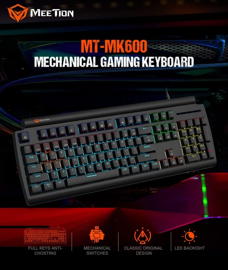 Meetion Red Switch RGB Mechanical Gaming Keyboard MK600RD - Image 2