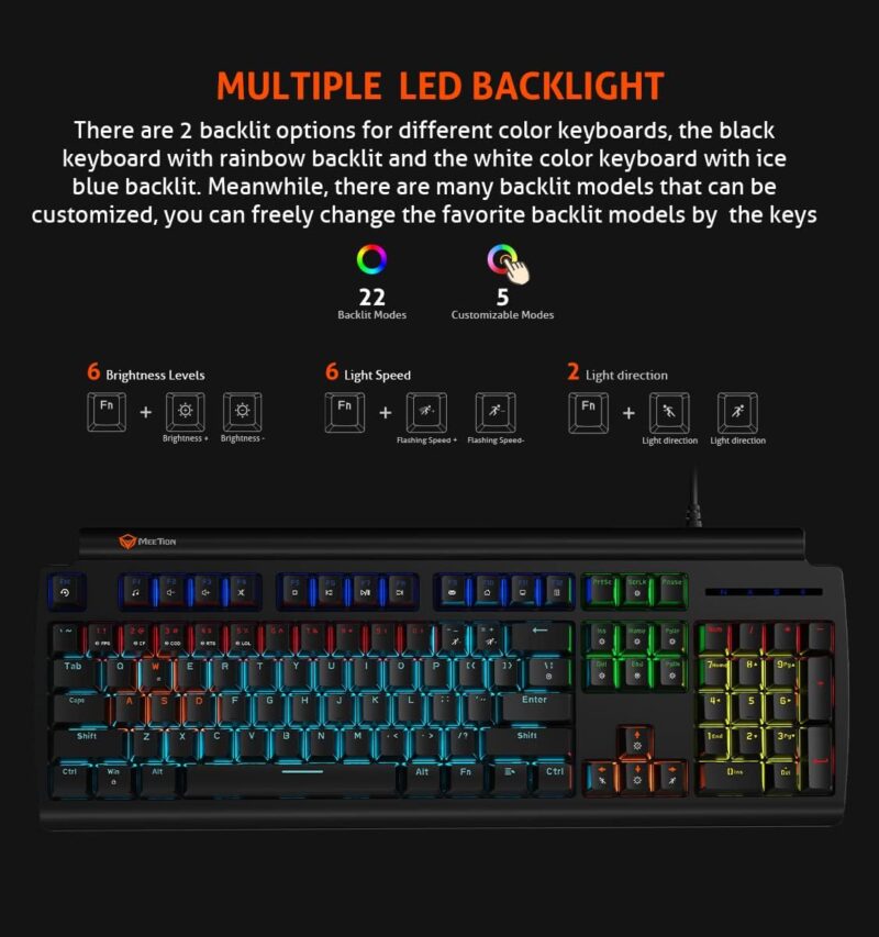 Meetion Red Switch RGB Mechanical Gaming Keyboard MK600RD - Image 3
