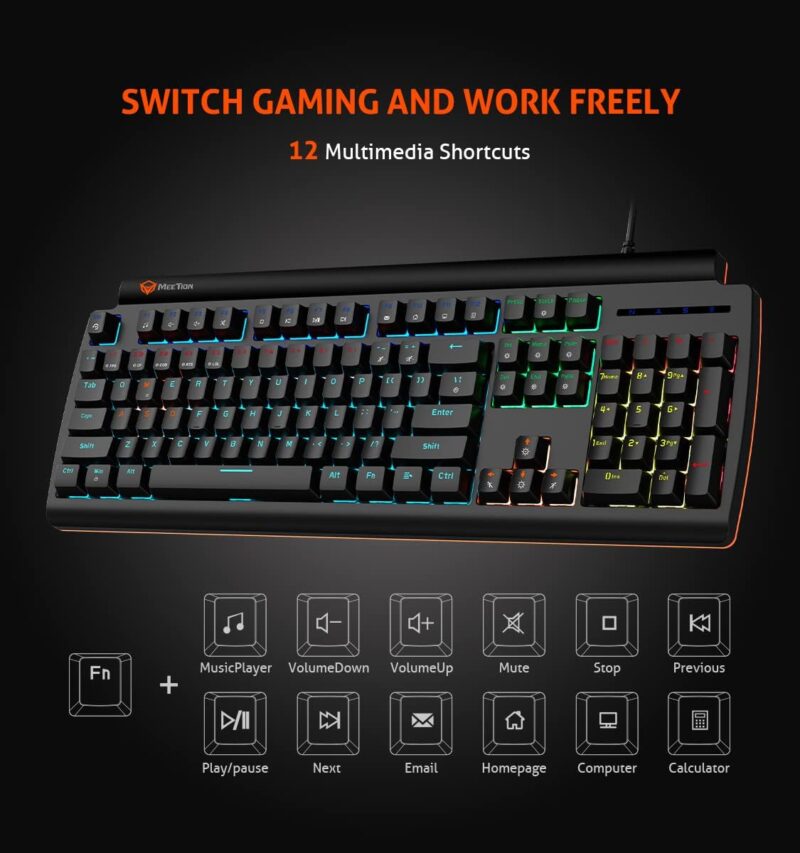 Meetion Red Switch RGB Mechanical Gaming Keyboard MK600RD - Image 6