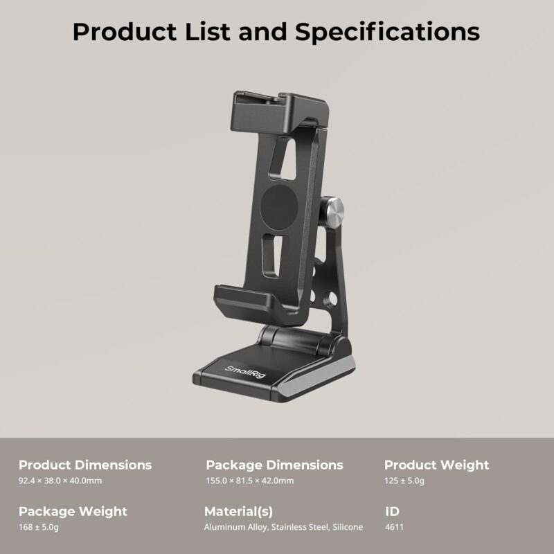 SmallRig 4611 Metal Phone Holder with Arca-Swiss Support - Image 6
