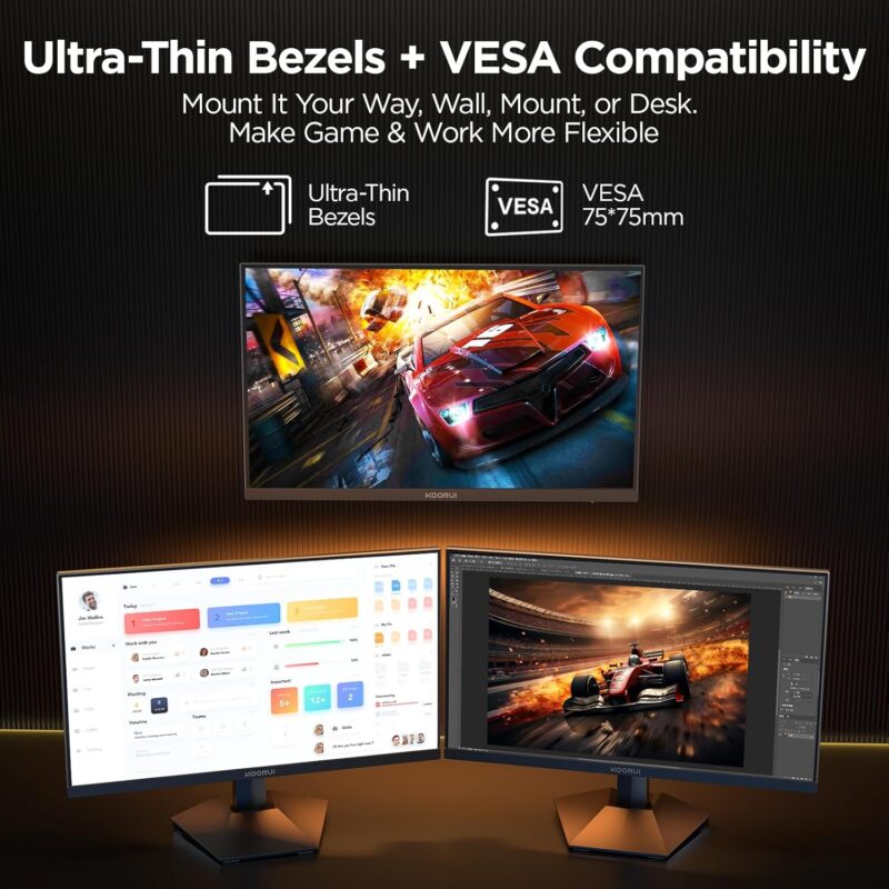 KOORUI 24 Inch Gaming Monitor, 165Hz, FHD, IPS, Compatible,Tilt Adjustable - Image 7