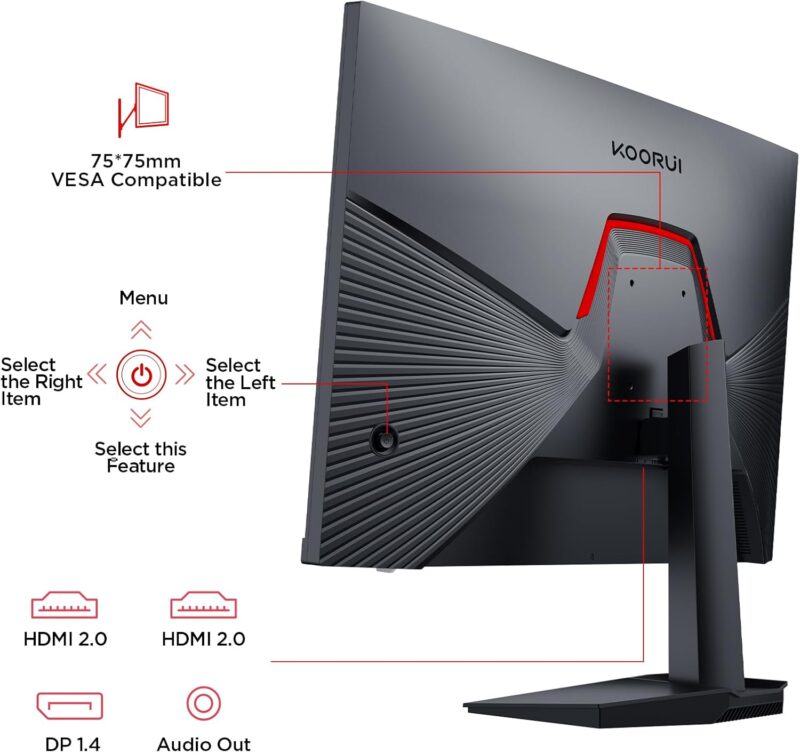 KOORUI 24 Inch Gaming Monitor, 165Hz, FHD, IPS, Compatible,Tilt Adjustable - Image 9