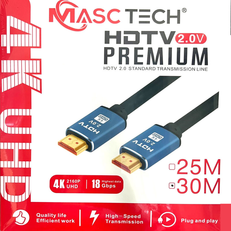 HDMI Cable, 4K 60Hz Resolution, 18Gbps High Speed Data Transfer Rate, 30 Meters (Masc Tech) - Image 2