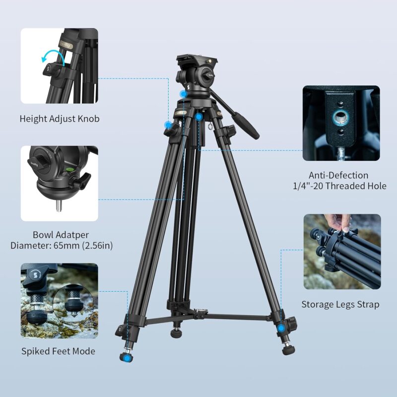 SmallRig AD-50Lite Lightweight Aluminum Alloy Video Tripod-4684 - Image 6