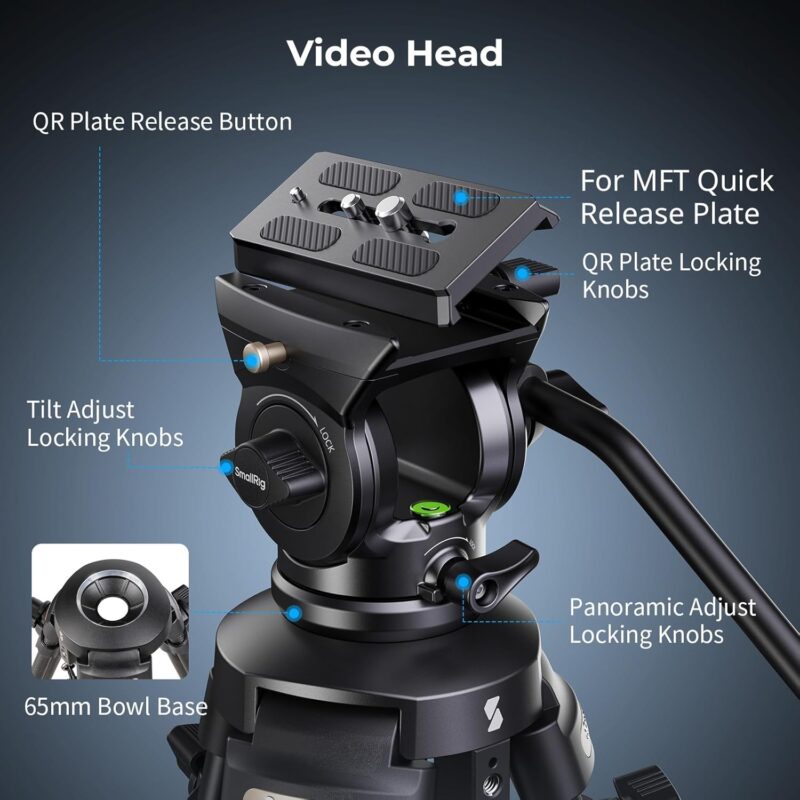 SmallRig AD-50Lite Lightweight Aluminum Alloy Video Tripod-4684 - Image 3