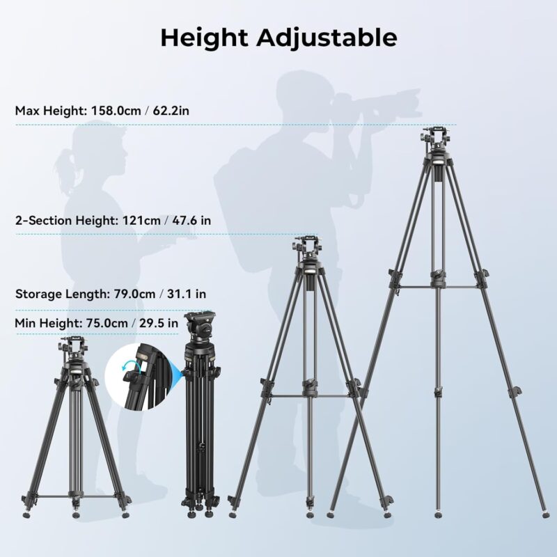 SmallRig AD-50Lite Lightweight Aluminum Alloy Video Tripod-4684 - Image 4