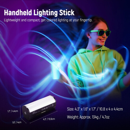 Neewer TL96 RGB Magnetic Handheld Light Stick (4.3", 2-Light Kit) - Image 6