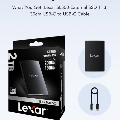 Lexar SL500 External SSD 1TB, USB3.2 LSL500X001T-RNBNG