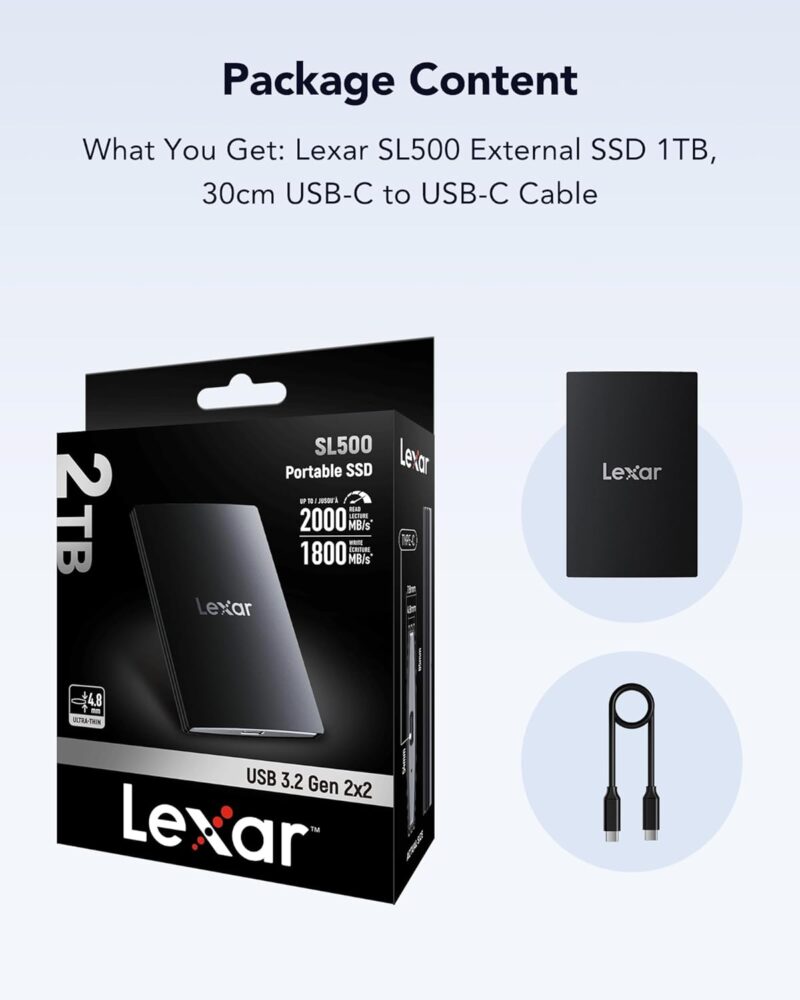 Lexar SL500 External SSD 1TB, USB3.2 LSL500X001T-RNBNG