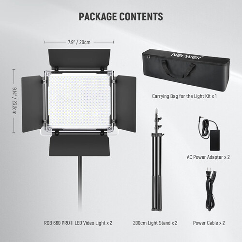Neewer 660 PRO II RGB LED Light Panel (2-Light Kit) - Image 9