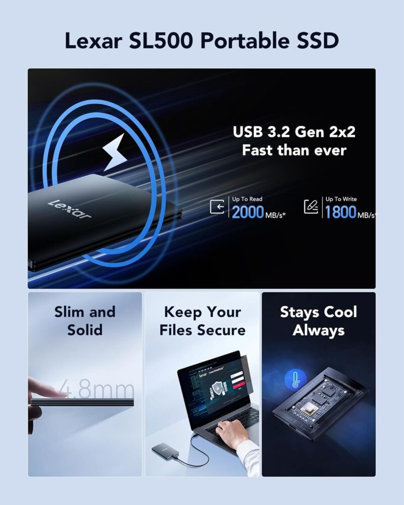 Lexar SL500 External SSD 1TB, USB3.2 LSL500X001T-RNBNG - Image 6