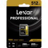 Lexar 512GB Professional 1800x UHS-II SDXC Memory Card-V60, GOLD Series