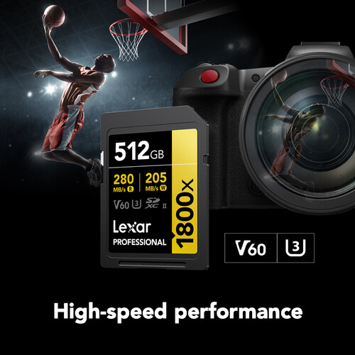 Lexar 512GB Professional 1800x UHS-II SDXC Memory Card-V60, GOLD Series - Image 4