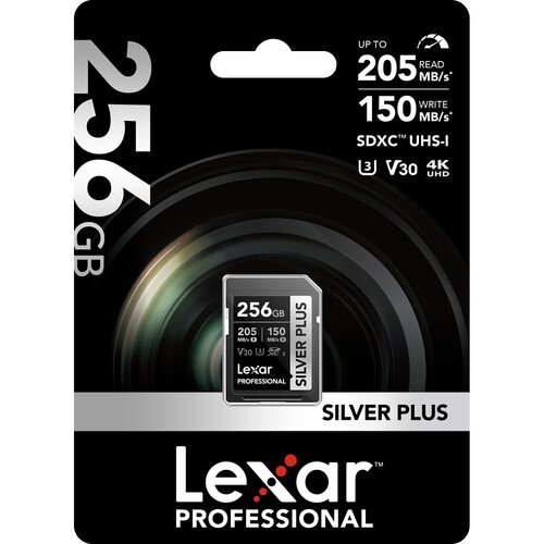 Lexar 256GB Professional SILVER PLUS UHS-I SDXC Memory Card-LSDSIPL256G-BNNNU