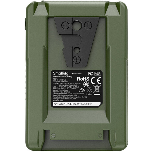 SmallRig VB50 Mini V-Mount Battery (50Wh, Green) - Image 2