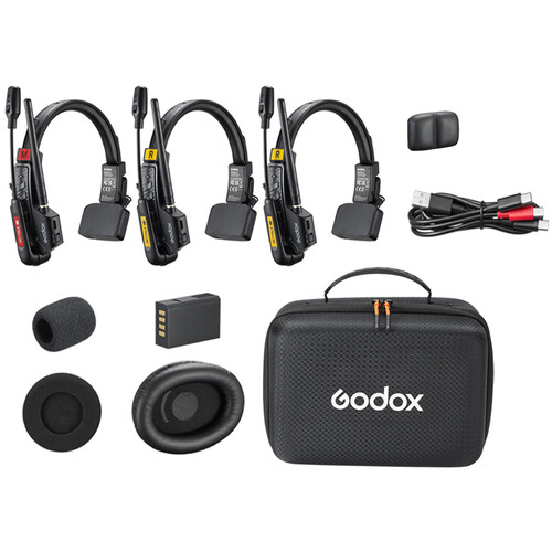 Godox SkyTalk Air 3S 3-Person Full-Duplex Wireless Intercom Headset System (2.4 GHz)