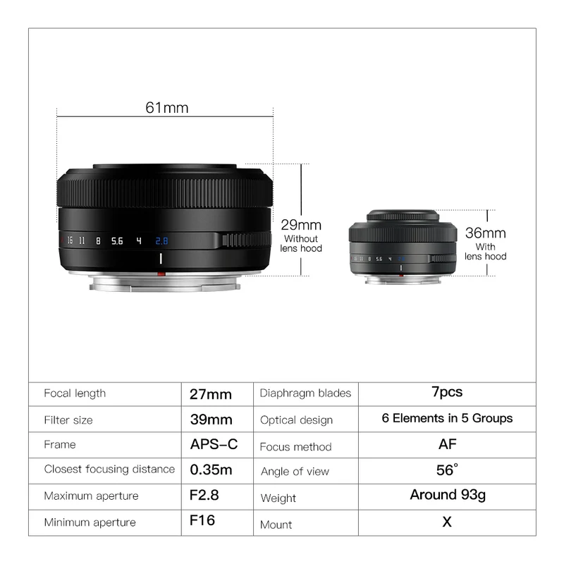 TTARTISAN AF 27mm f2.8 APSC AUTOFOCUS LENS FOR X MOUNT - Image 4