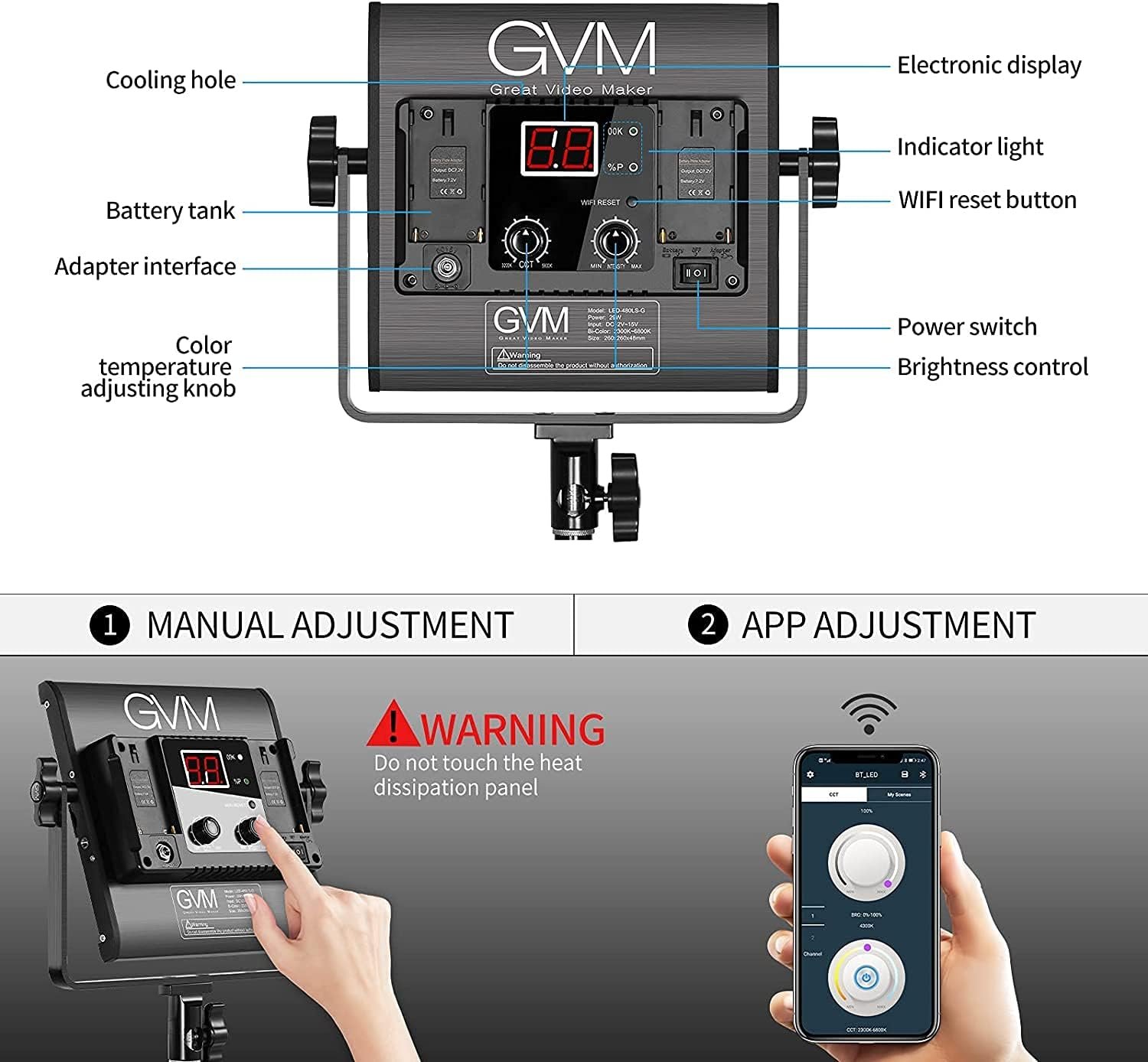 GVM LED-480LS-B3L CRI97/TLCI97 ED Lighting Kits with App Control - Image 2